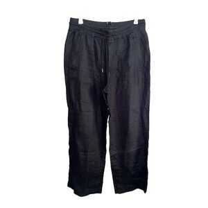 Athleta Wide Leg Black Linen-Blend Pants